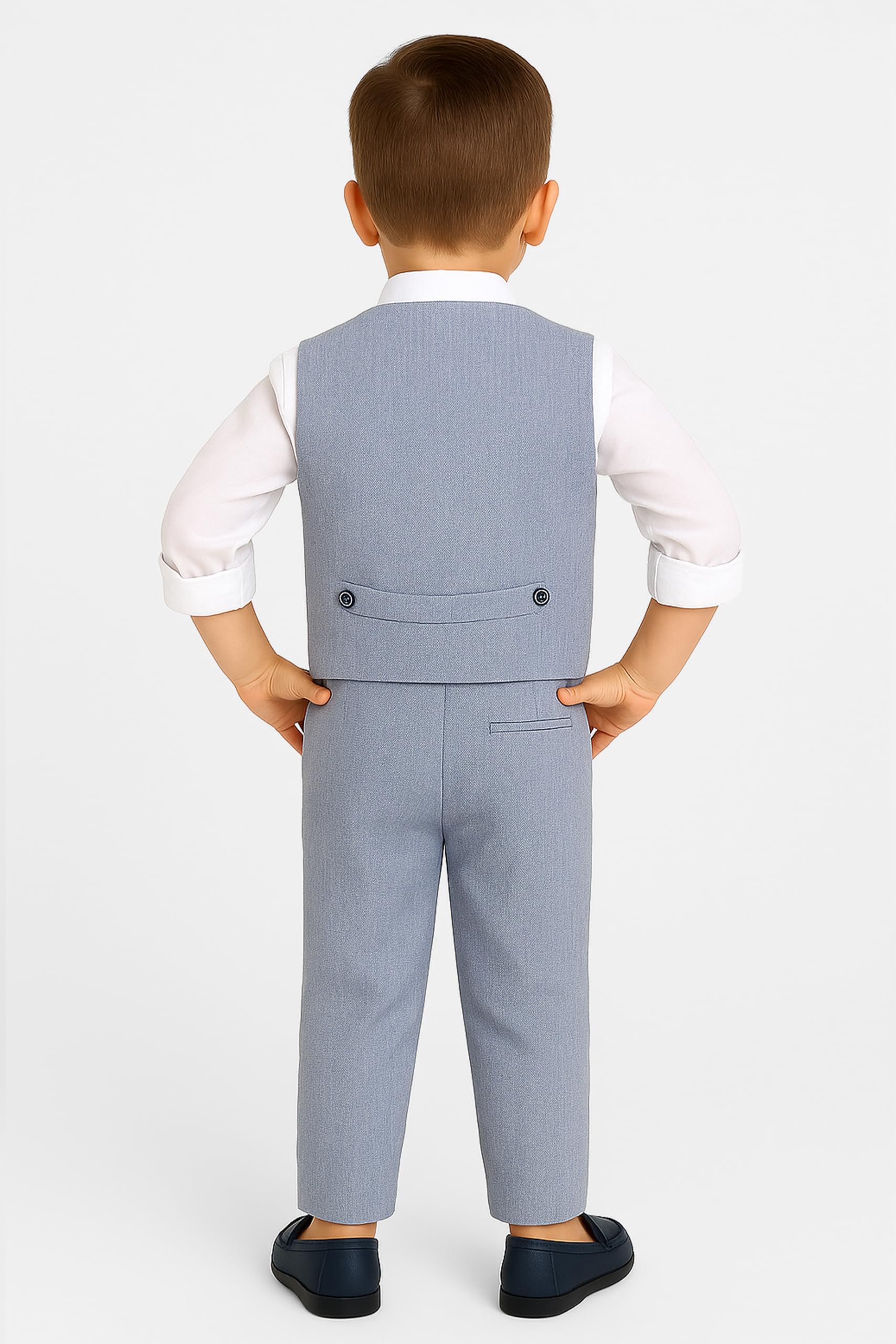 SIRRI Costume gilet pour bébé garçon, en coton et lin, ensemble formel de 4 pièces pour mariage et anniversaire