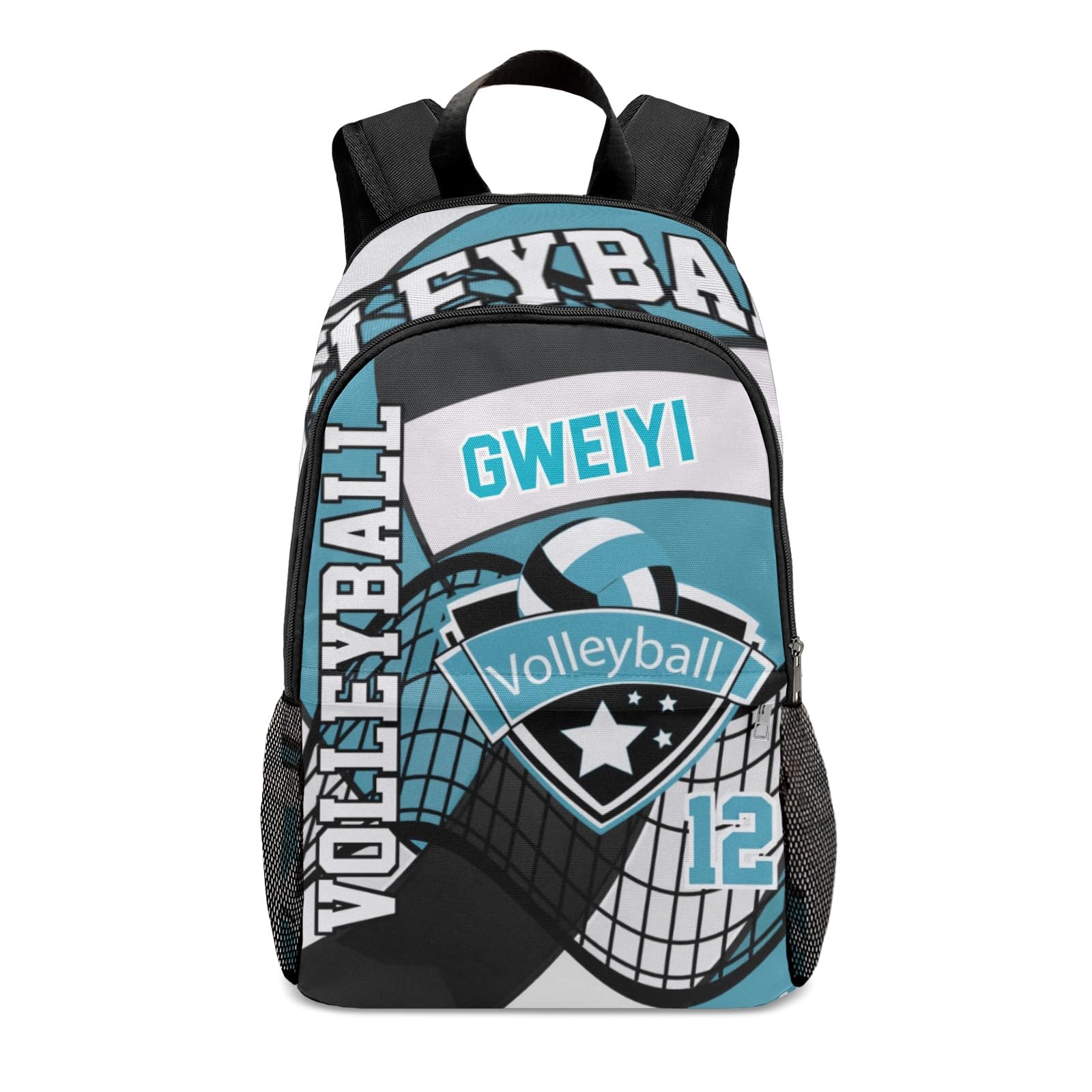 Caichenyz Volleyball Print School Backpack Personalized Lightweight Small Travel Backpack for Casual Daypack Custom Bookbag with Name Text for School