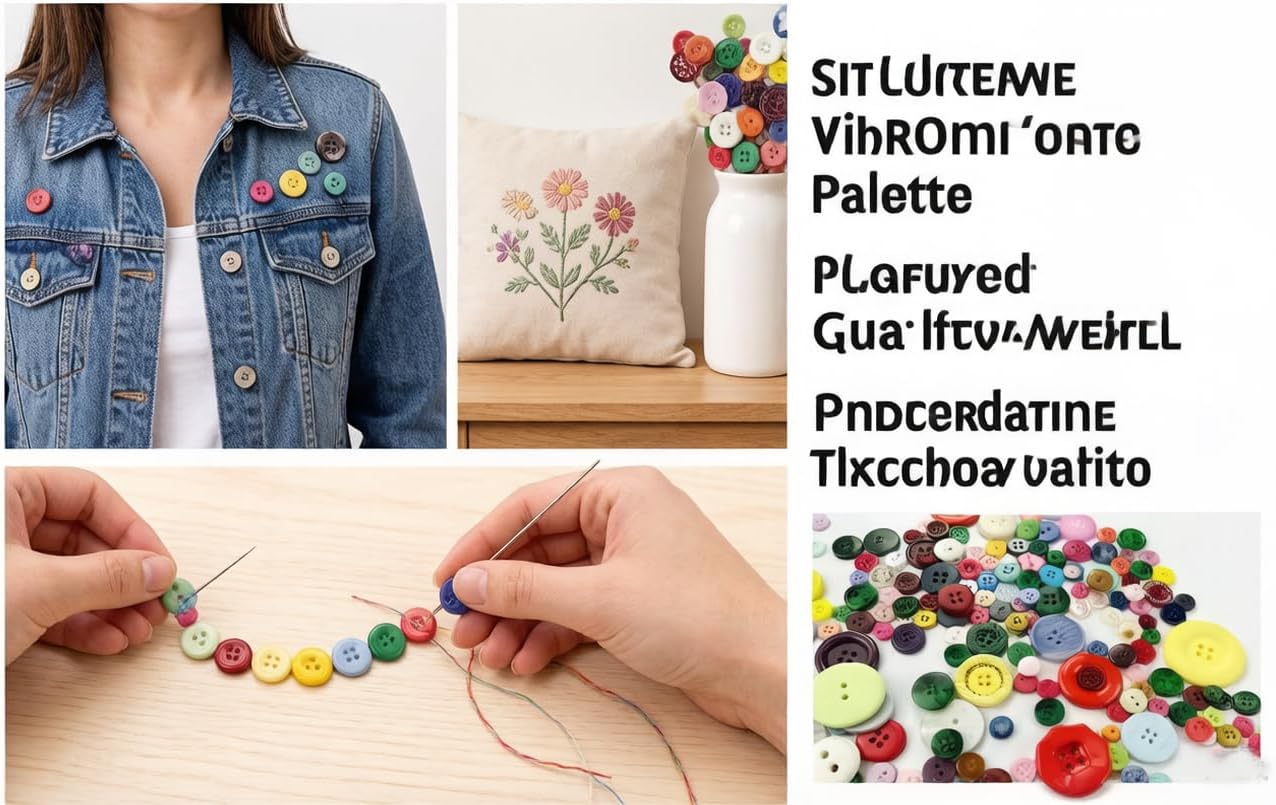 800-1000 Pcs DIY Buttons Set, Including Glue, Needle and Thread, Threader, Petals, Wire, etc., Mixed Colors, Various Sizes, Suitable for handicrafts, Sewing, DIY Crafts, Button Painting (MIX3)