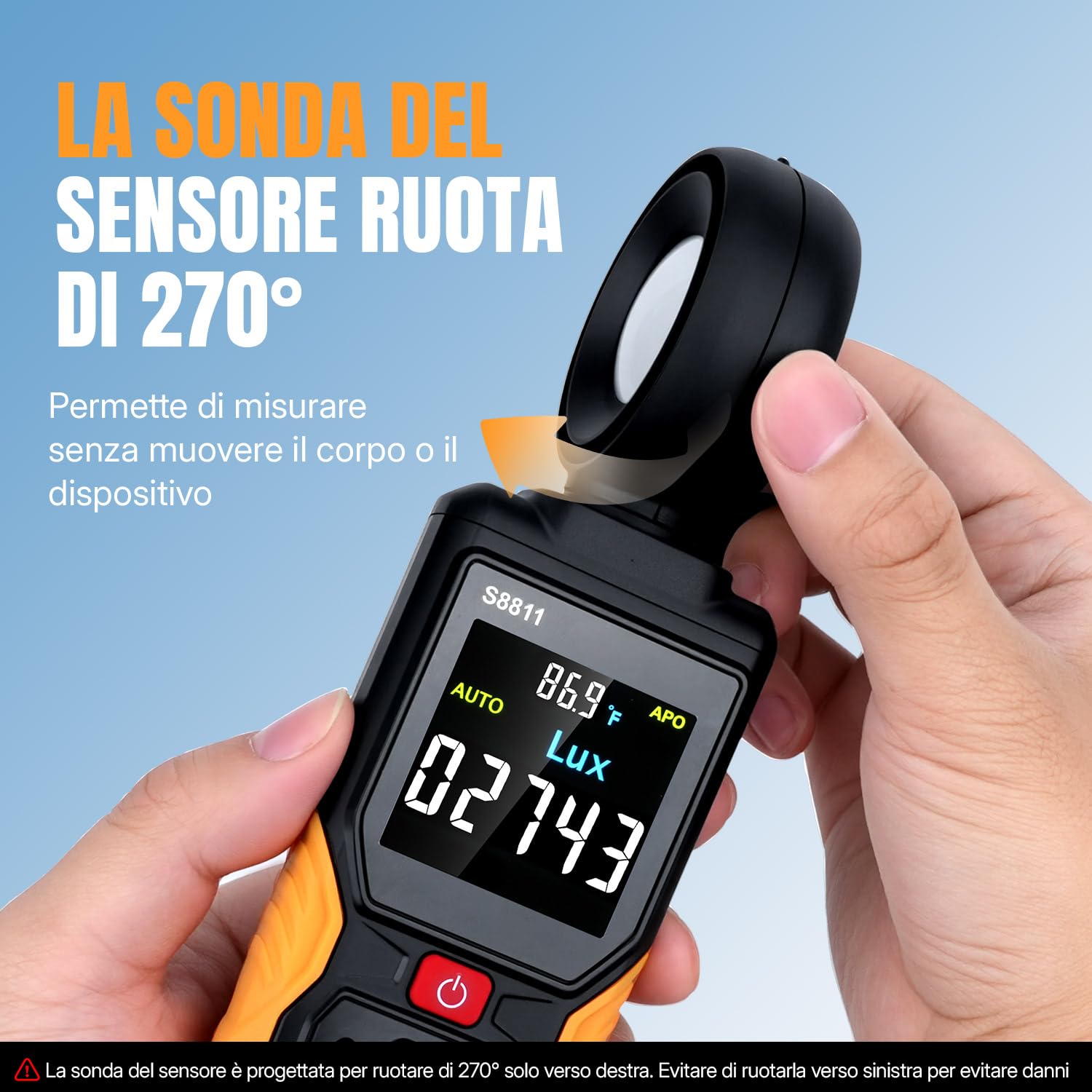 Mcbazel Misuratore di Luce Digitale, Lux/FC 200.000 Misuratore di Illuminazione ad Alta Precisione con Sensore Ruotabile a 270° e Display a Colori HD con Temperatura Ambiente per Piante, Fotografia