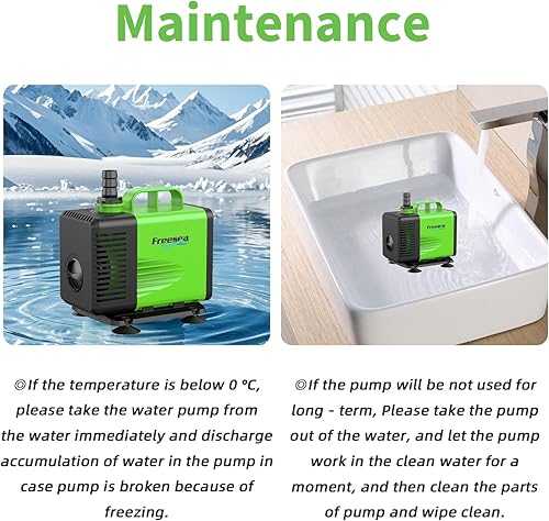 Miniatura 8 de FREESEA Bomba de agua sumergible para estanque 1350GPH 150W Bomba de fuente con tubo de 6.6 pies para acuario pecera cascada hidropoica