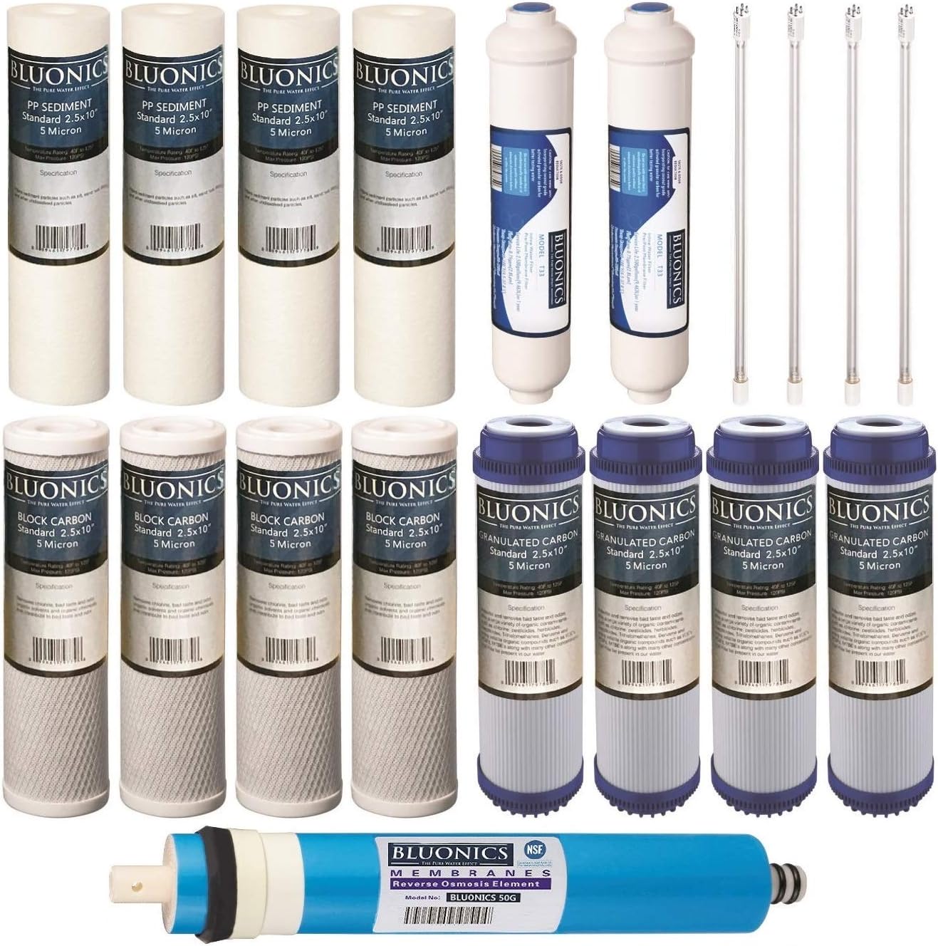 19 pcs Replacement Water Filter Set for our 6 Stage UV Reverse Osmosis System