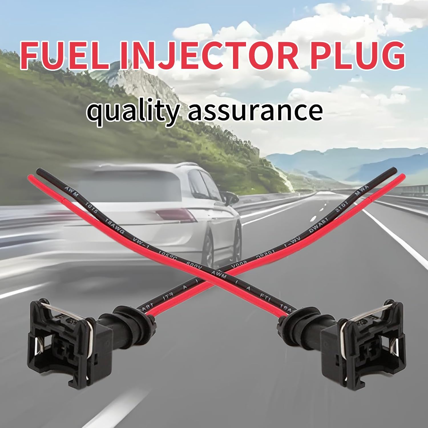 8 Pcs Car Fuel Injector Connector, with Extended Pigtail Wiring Harness, Waterproof Shell Copper Core Fuel Injector Rebuild Kit Universal for Most Cars(Black)