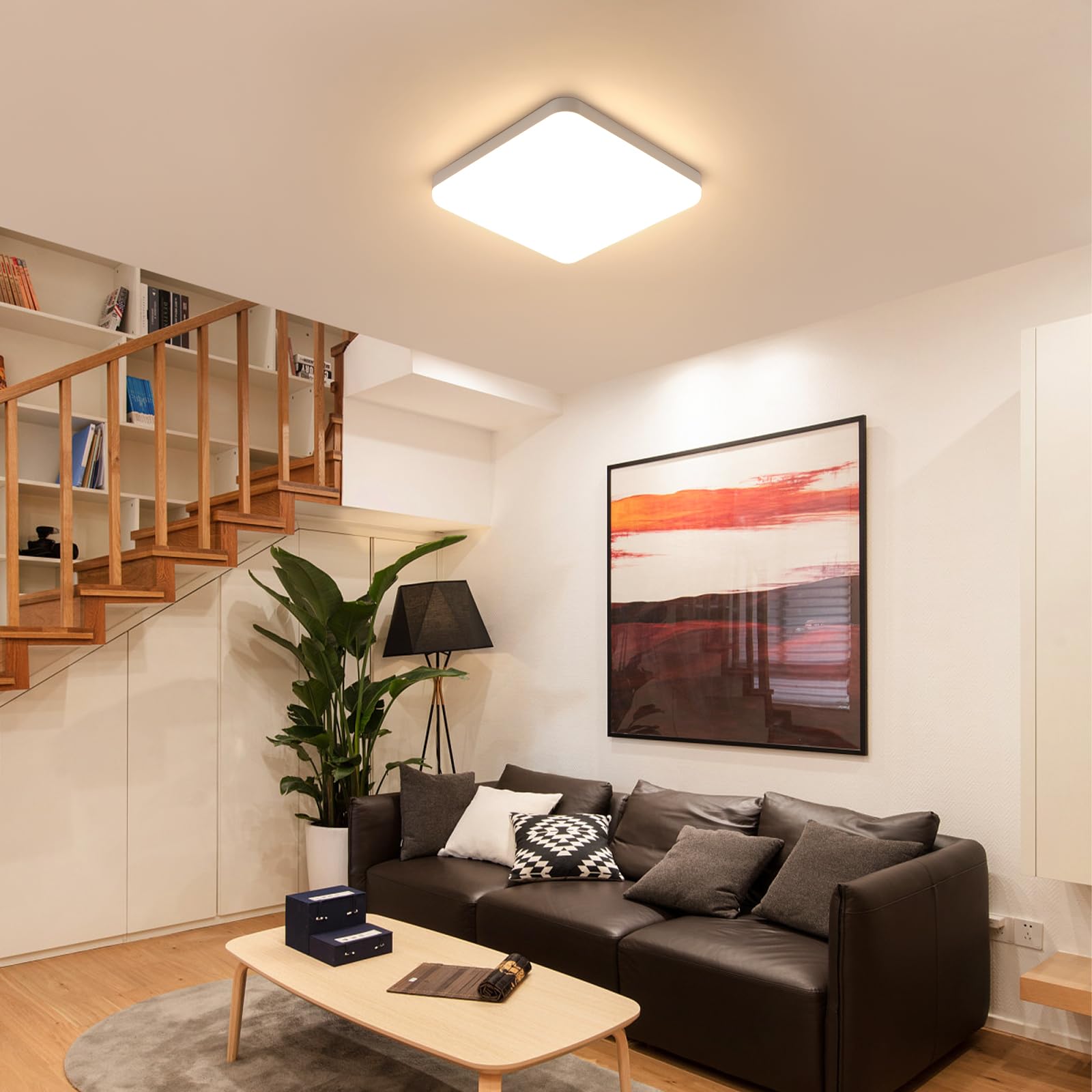 32W Plafon LED Techo, Lamparas de Techo LED Moderna 3600LM, 3000K Luz Cálida IP54 Impermeable, Luz de Techo Para Baño Cocina Pasillo Balcón 25CM