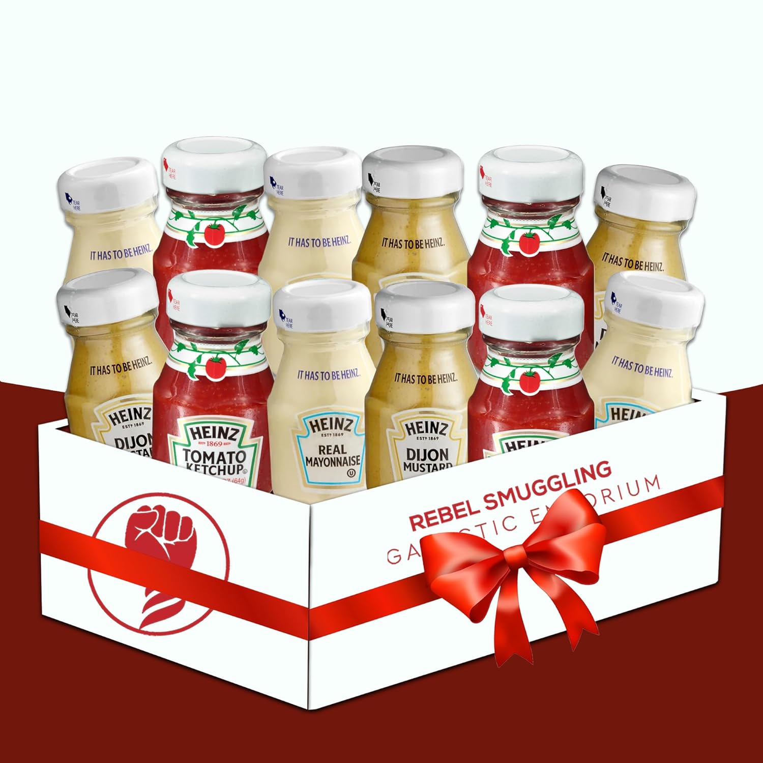 Heinz Mini Condiments Care Package Gift Basket- 12 Mini Glass Bottles Total by Rebel Smuggling Galactic Emporium