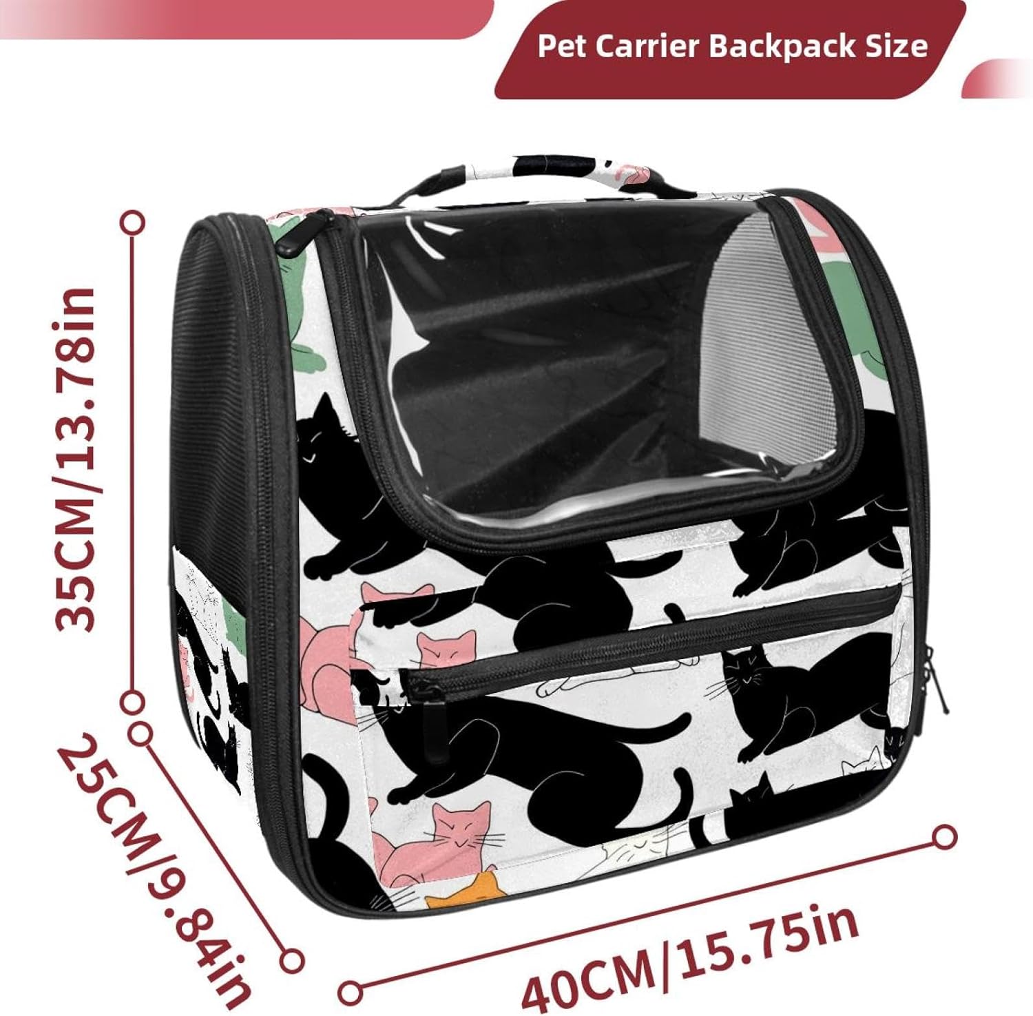 Portable Travel pet Backpack Carrier Hamster Bag Small Dog cat Carrier Breathable Hang Bag, Cats on a White Background