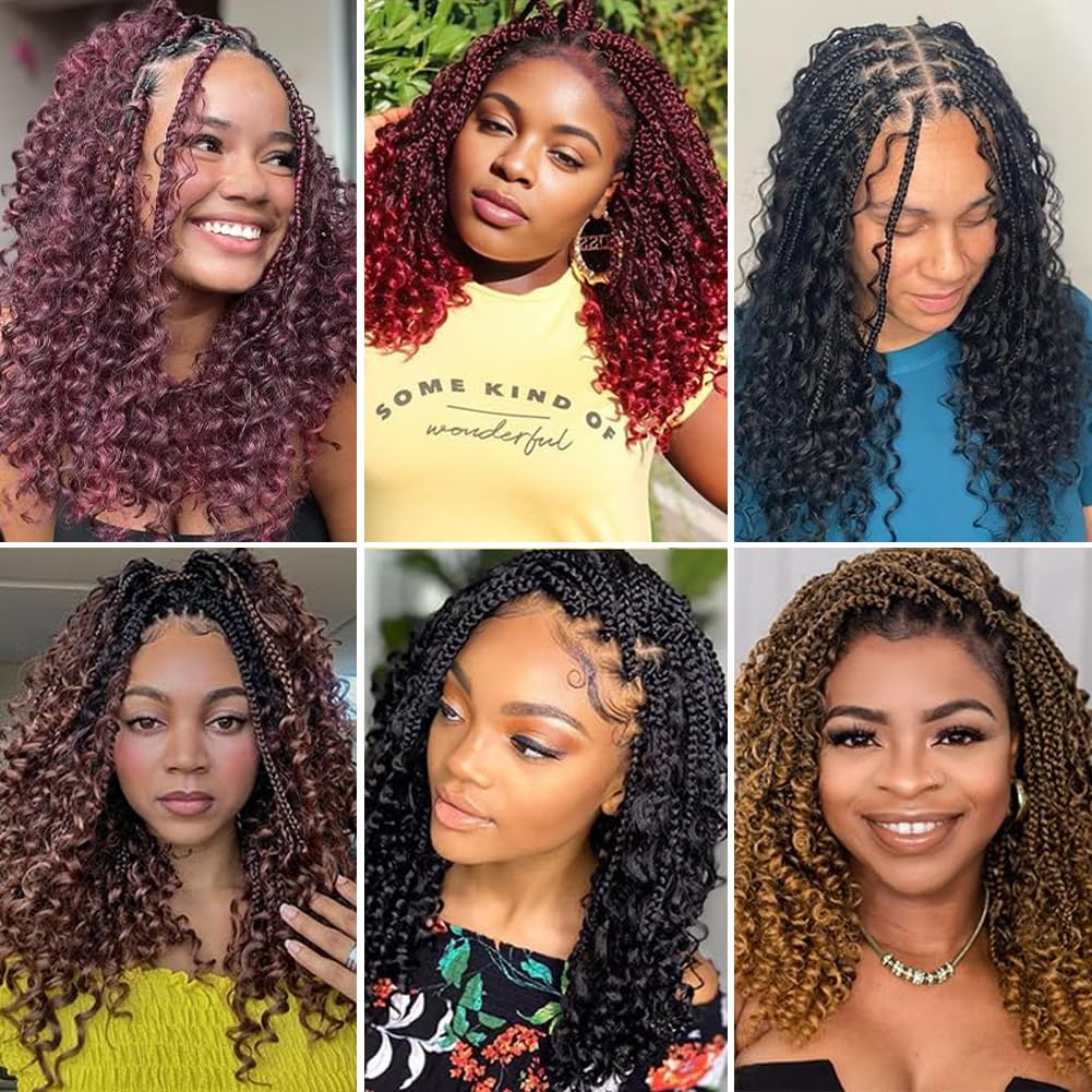 Goddess Box Braids Crochet Hair Synthetic 10in Boho Curls for Black Women Amazon.com : COOKOO 10 Inch Goddess Box Braids Crochet Hair  main image 3