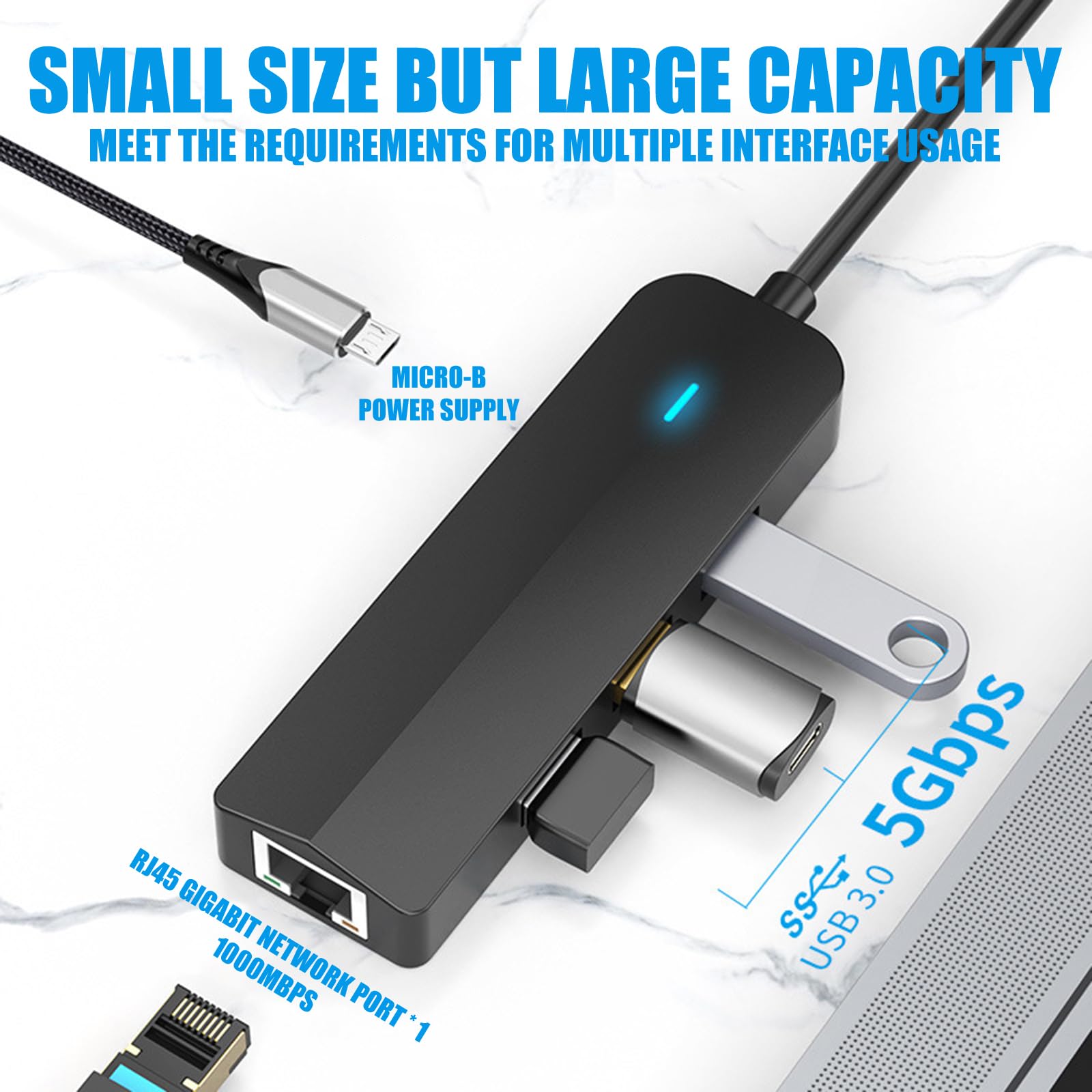 Eficiente adaptador convertidor USB C a RJ45 Gigabit Ethernet con 3 puertos USB 3.0 para una red sin problemas centro USB C con Ethernet