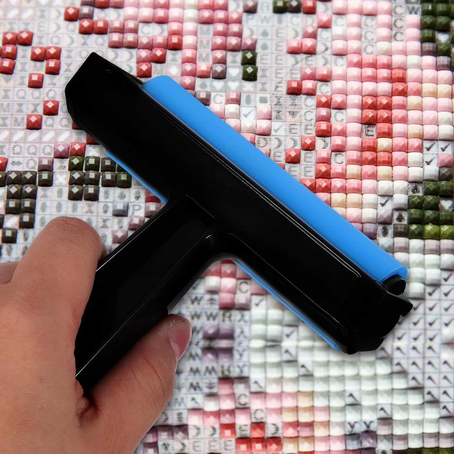 Ipetboom Multi-Function Roller Blue Plastic Handheld Stamp Tool for Stable Comfortable Printmaking and Painting