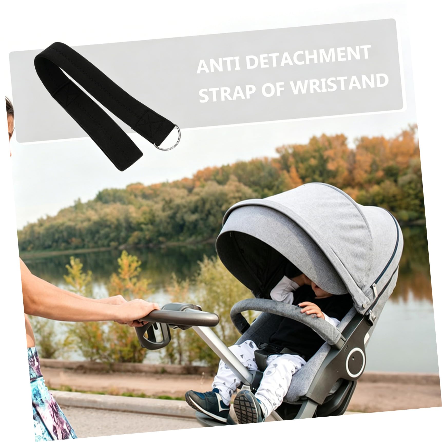 Cinghia da Polso di Sicurezza per Passeggino Bimbo Nero | Neoprene Anti-scivolo, per Carrello Spesa e Pushchair, Cinturino Funzione di Aiuto alla Sicurezza