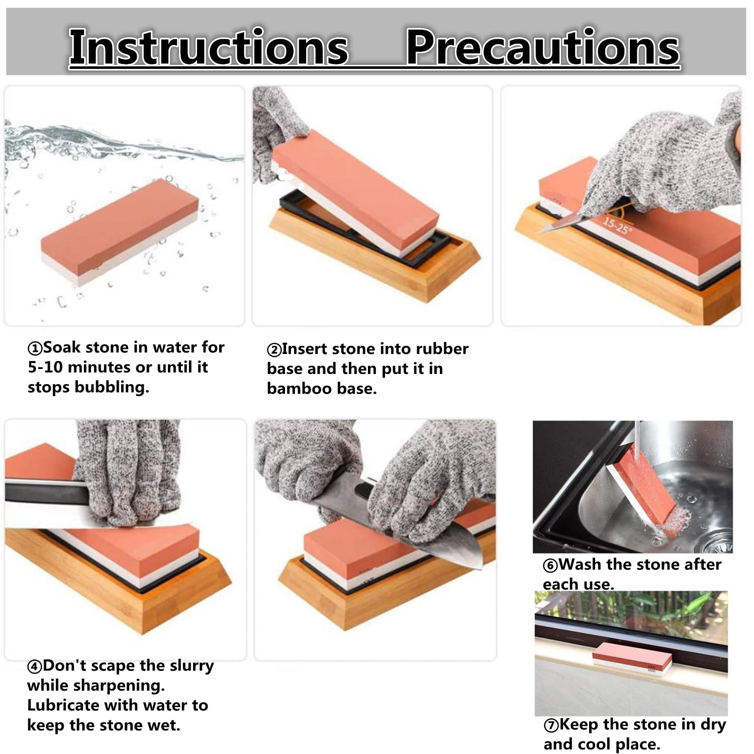 Pietra per Affilare 2-in-1, Affilacoltelli Professionale cote Combinazione - con Stand Silicone Antiscivolo (1000/6000 Grit/Set)