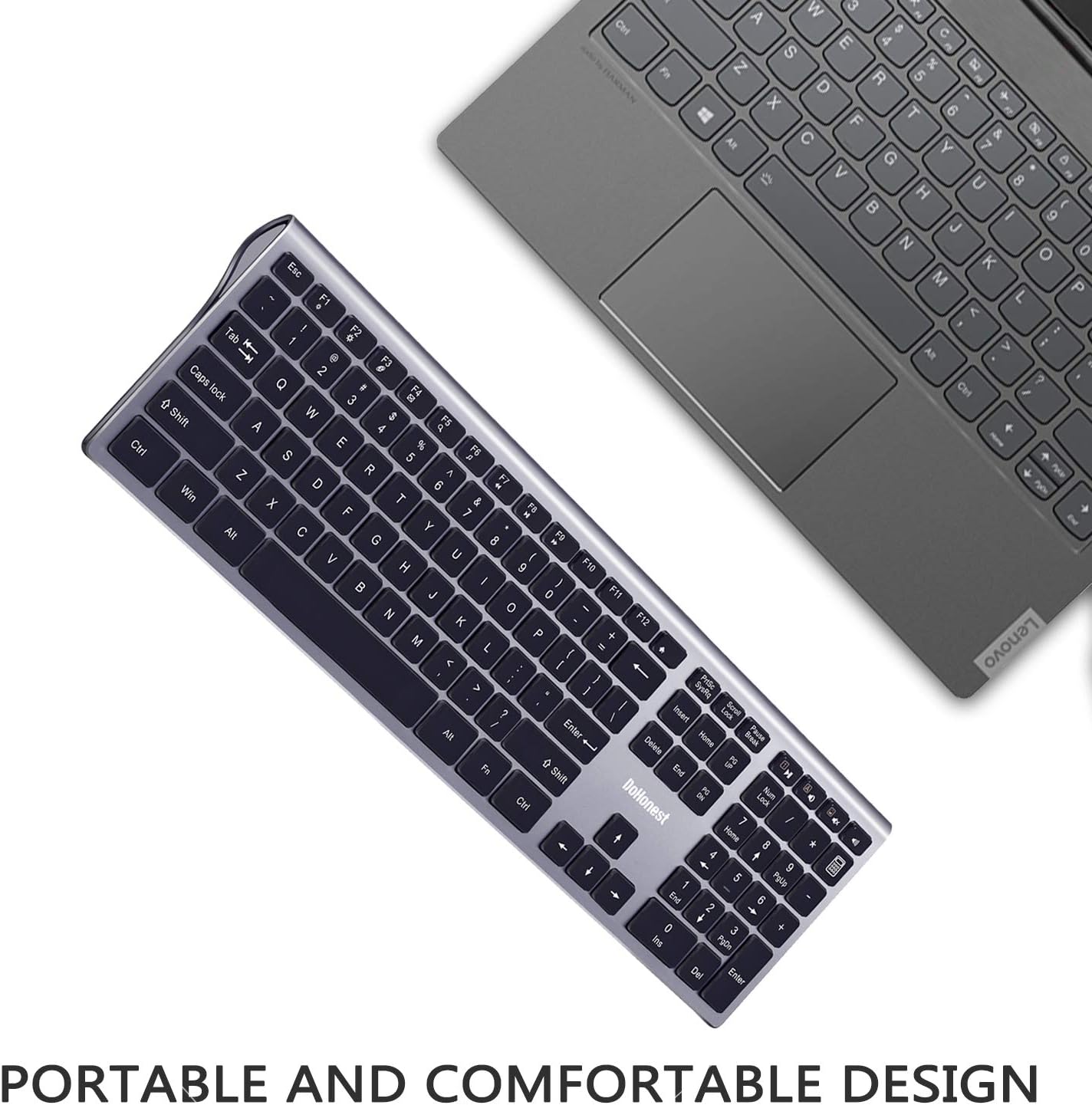 Keyboard Combo Silent, DoHonest J1 2.4G USB Ultra Slim Full Size Keyboard with USB Receiver for Computer, Desktop, PC, Notebook, Laptop, Windows 10/8 / 7 / Vista/XP-Simple & Easy to Use