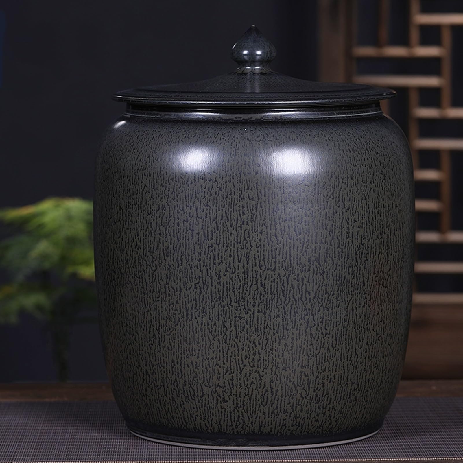 YUGXTH Ceramic Rice Bucket, Rice Storage Container, Kitchen Sealed Jar with Lid Grain Dispenser, Rice Dispenser Airtight Storage Bucket, for Grains Snacks Candy Coffee Beans(10kg-B)