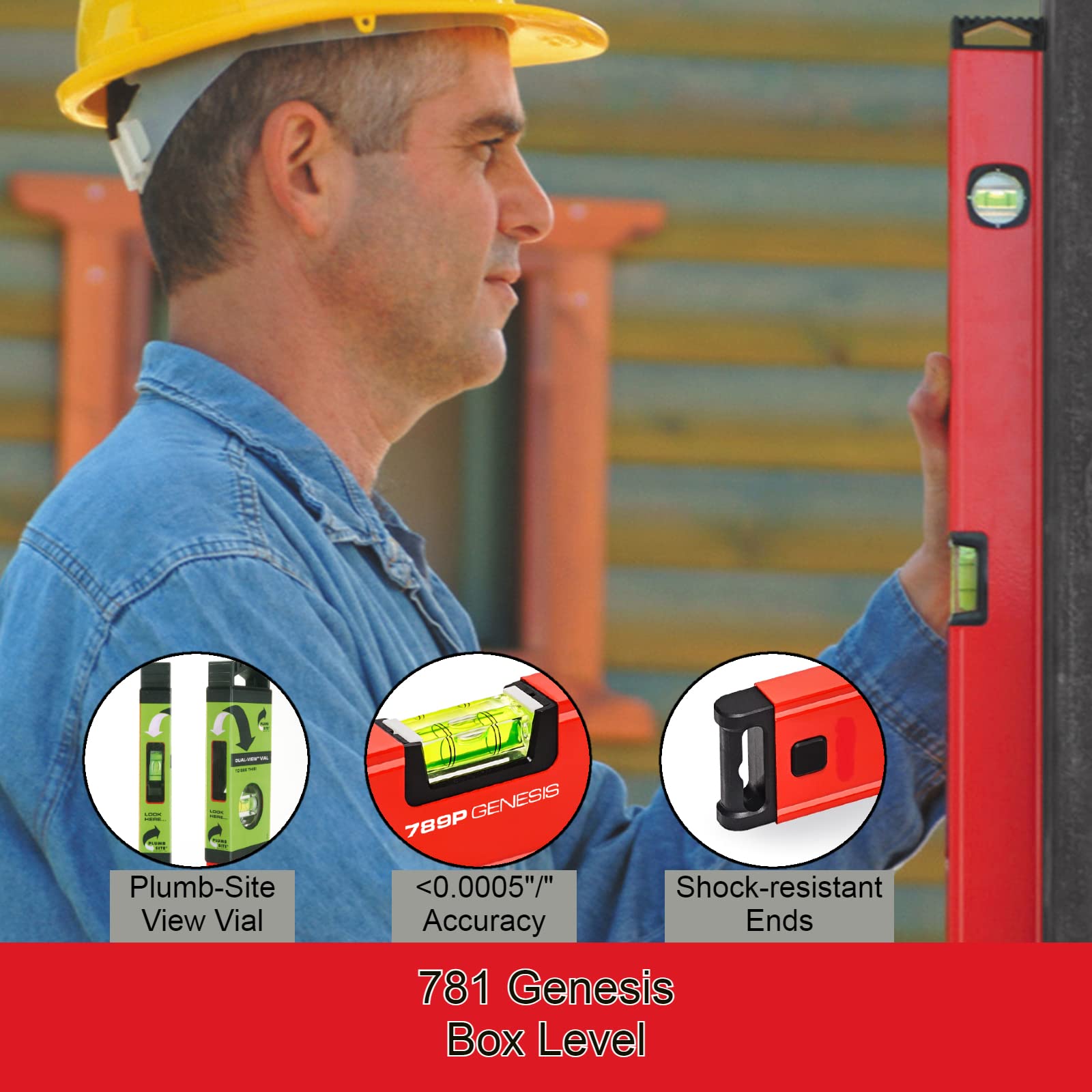 Kapro - 781 Genesis Box Level - Features Horizontal Vial and Dual-View Plumb Site - VPA Certified - Aluminum - 72 Inch