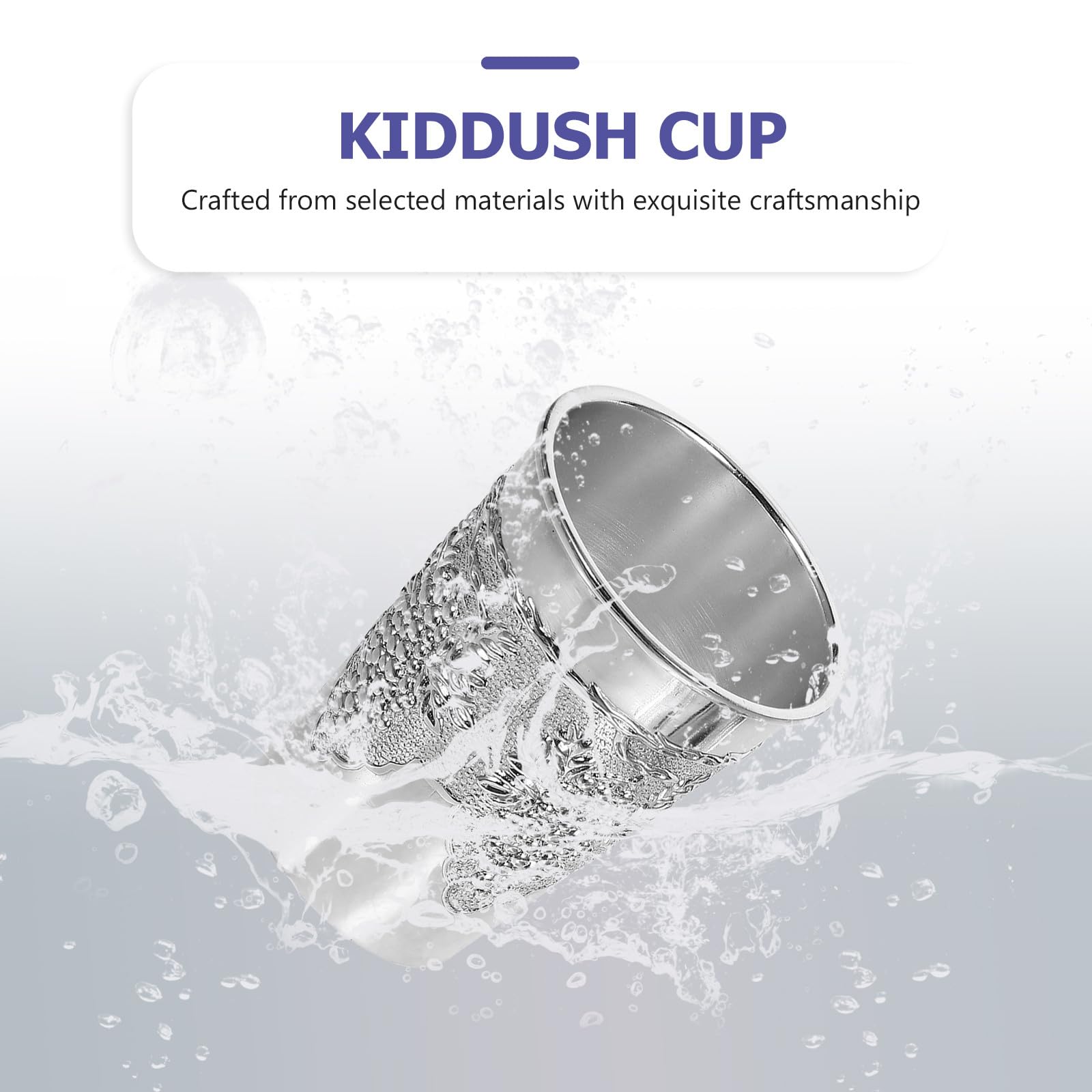 SUPVOX Ensemble de Verres à Boire en Alliage de Zinc Argenté Kiddouch Soucoupe Gravée, Qualité Robuste pour Shabbat et Fêtes Juives Importantes