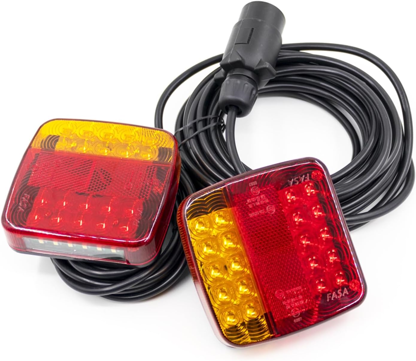 1Set 7 Pin Rear Towing TailLights 12V 24V 10m 26 LED Trailer Universal Brake StopLamp License Number Plate Reflector Waterproof