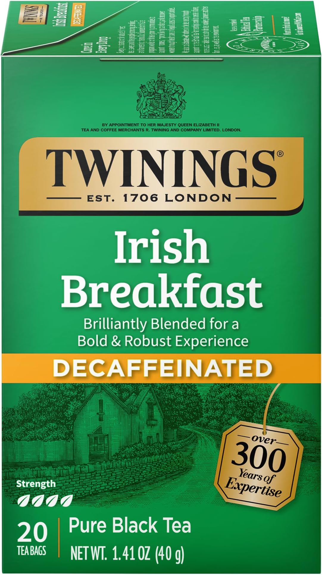 Twinings Irish Breakfast Tea, Decaf Tea Bags, Strong and