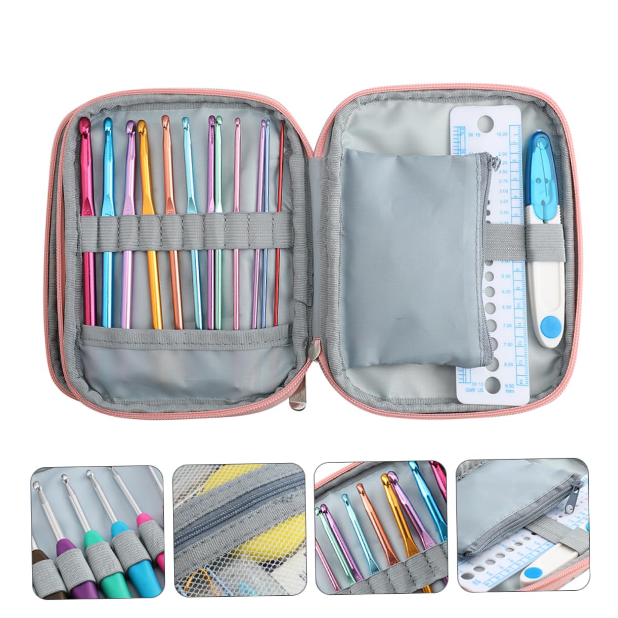 HOMSFOU 1juego Herramientas De Mano Con Bolsa De Almacenamiento Kit De Ganchillo Con Agujas De Para Manualidades y Proyectos Diy