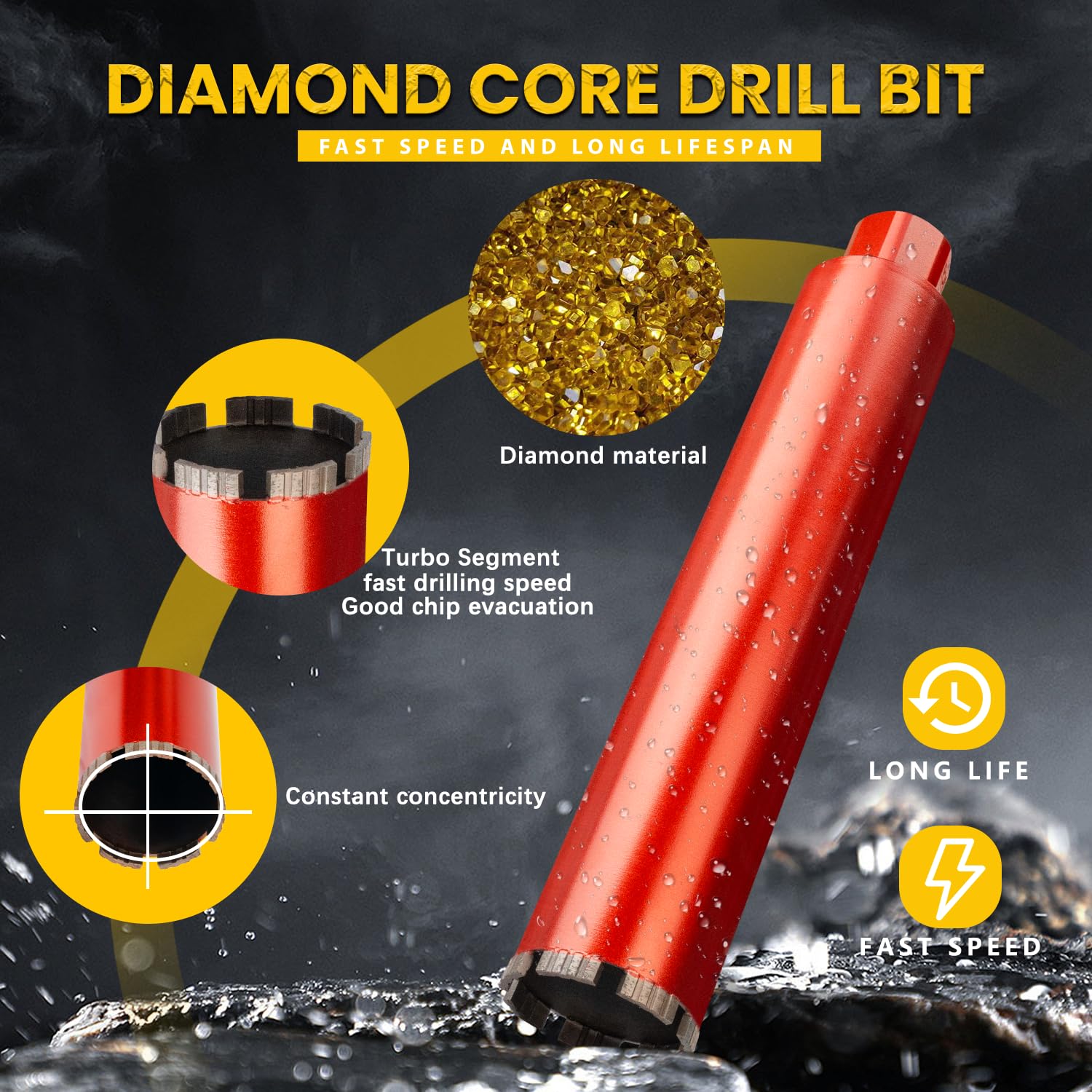RDT - Punte diamantate da 7,6 cm per calcestruzzo, muratura, mattoni e pietra, saldate al laser, profondità di foratura 35,6 cm, mandrino da 35,6 cm, per edilizia e ristrutturazione domestica fai da