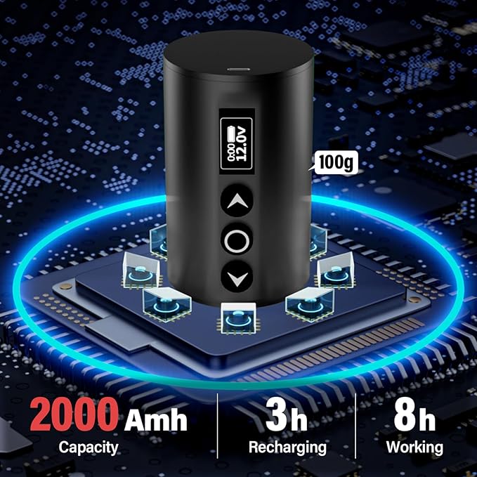 Kit Máquina Tatuar Pen Rotativa Inalámbrica MK TATTOO con Fu miniatura 5