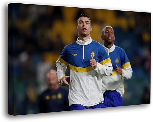 SpiritualHands Cristiano Ronaldo Soccer Superstar - Lienzo decorativo para pared, colorido Ronaldo Soccer para decoración de la habitación del