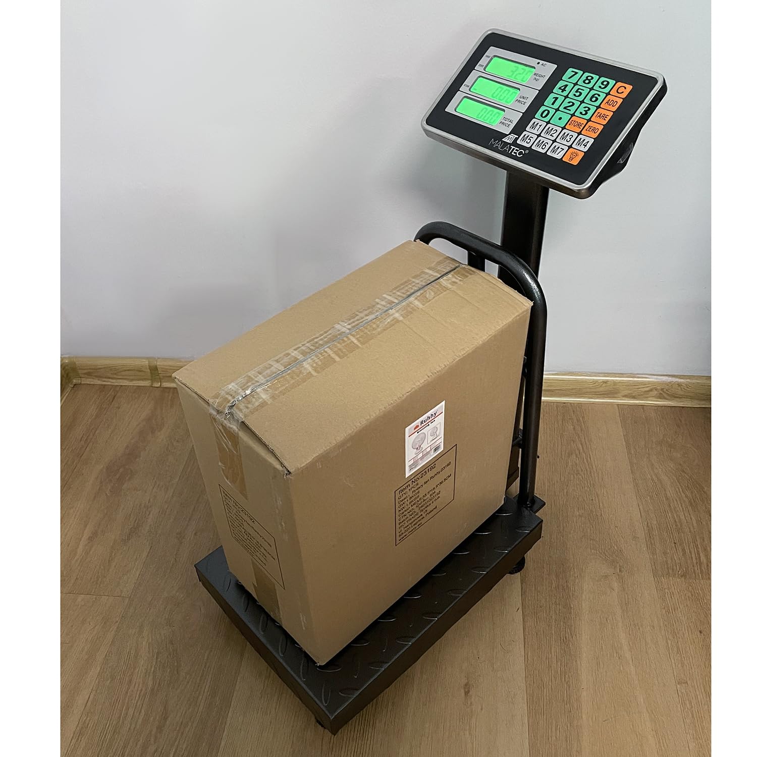 Cyfrowa waga platformowa, składana, 150 kg/50 g, wyświetlacz LED, regulowana, zasilanie bateryjne/sieciowe, funkcja tarowania, waga przemysłowa 23537