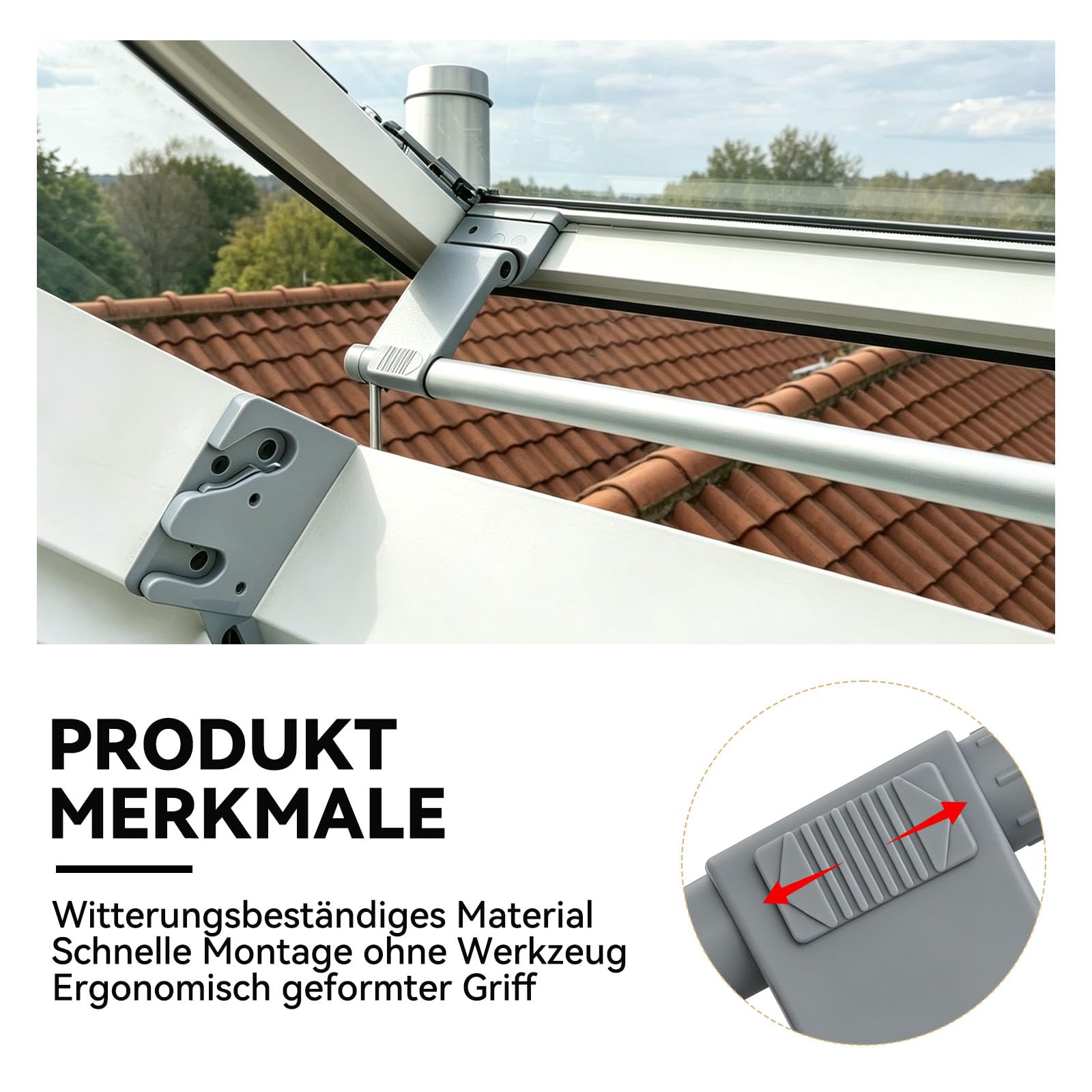 Griffmechanik-Set für Braas/Dörken-Atelier Dachfenster BA/DA - Komplettes Ersatzteil für Griffkonsole in Grau - Passend für Atelier-Fenster ab 1992