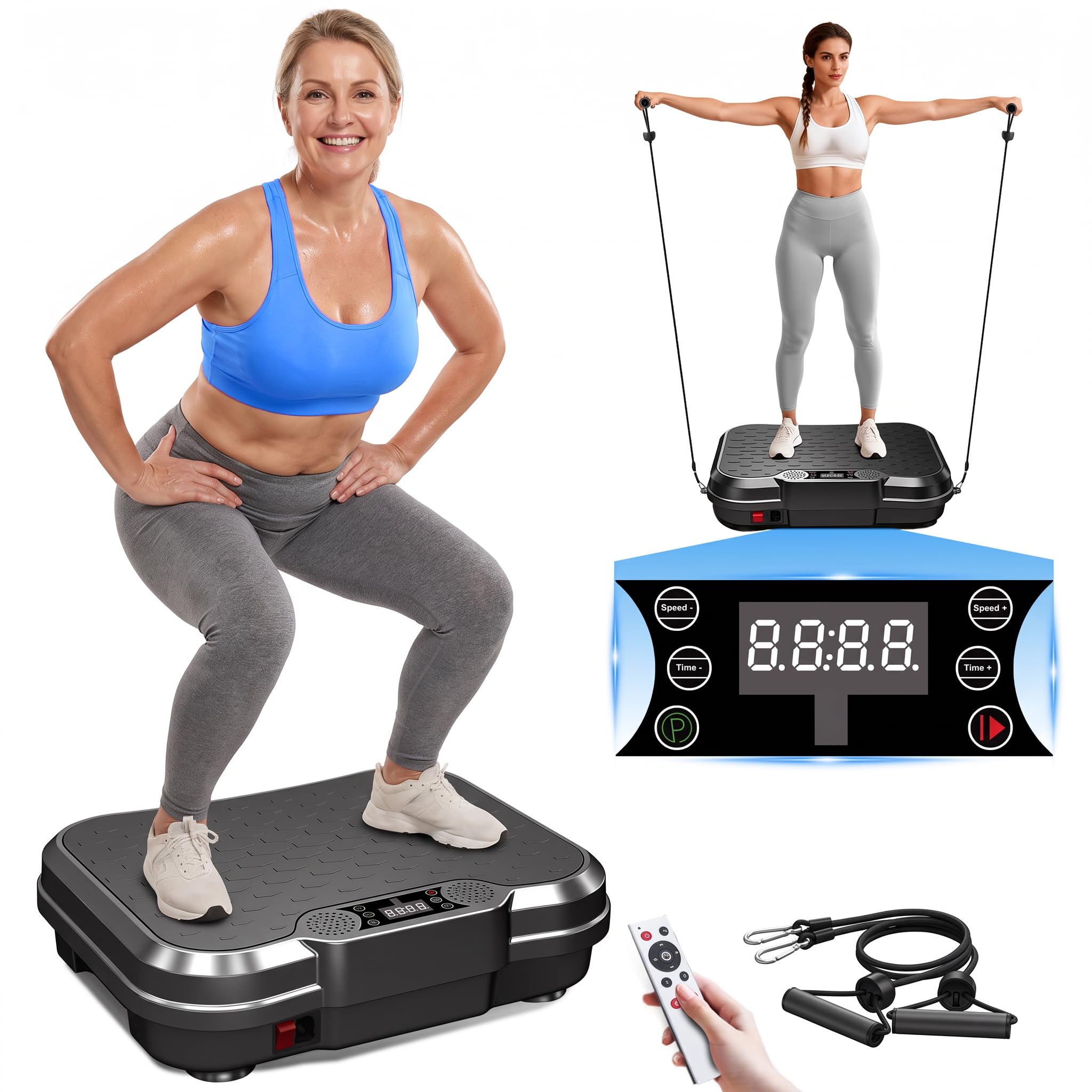 AoraPulse Vibration Plate for Lymphatic Drainage with 9 Programs 250 Speeds | Vibrating Plate Exercise Machine Weight Loss, 400 Lbs Capacity Full Body Workout Shake Plate for Home Women Men