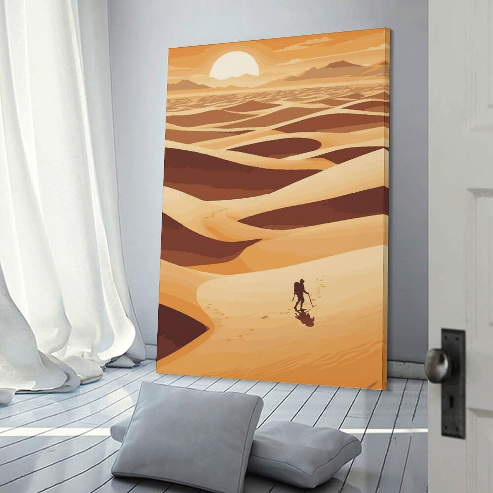 Junmoney Canvas Art Print Desert Trek, 24x36inch(60x90cm), for Office, Study Or Home Workspace, Home Office Artwork with Decorative Appeal