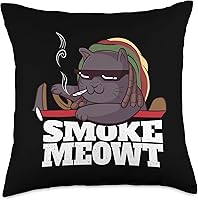 Vista 5 de BCC Weed Smoking Shirts Marihuana Stoner Regalos Weed Cat Smoke Meowt THC CBD Marihuana Stoner Kitten Throw Pillow 16x16, Multicolor