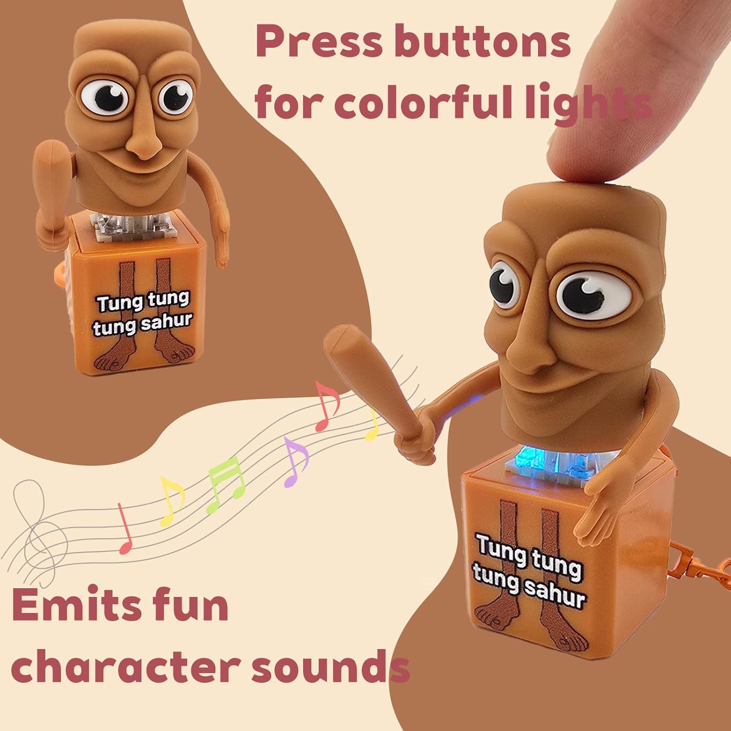 Italian Brainrot Keyboard Clicker Fidget Keychain with Sound and LED Light - Tralalero Tralala Shark, Tung Tung Tung Sahur, Ballerina Capuchina | Stress Relief Toy for Adults (sahur)