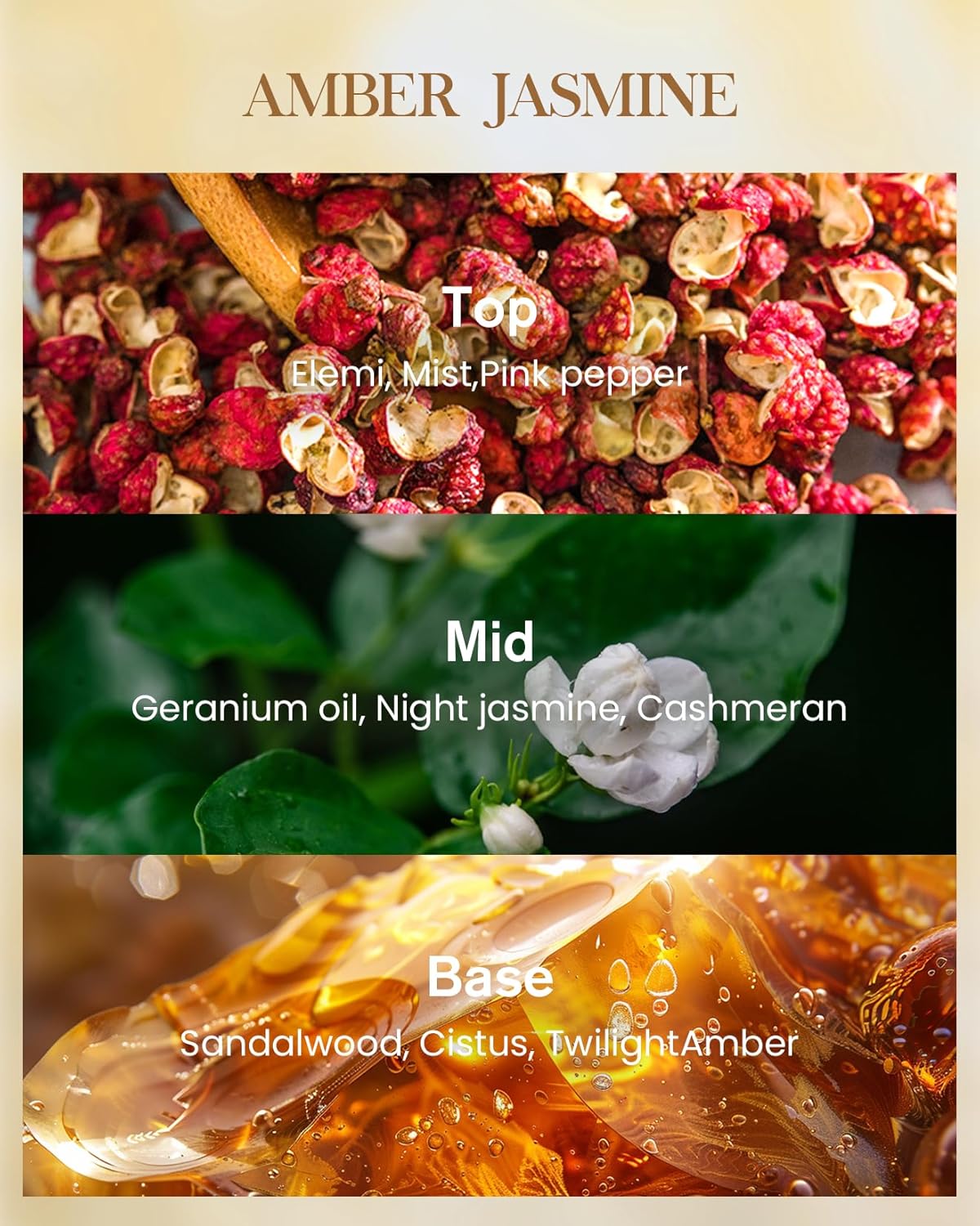 M&SENSE Amber Jasmine Scented Candle, Soy Candles 14.1oz 60H Slow Burning, Aromatherapy Stress Relief Home Fragrance Housewarming Gifts - Image 3