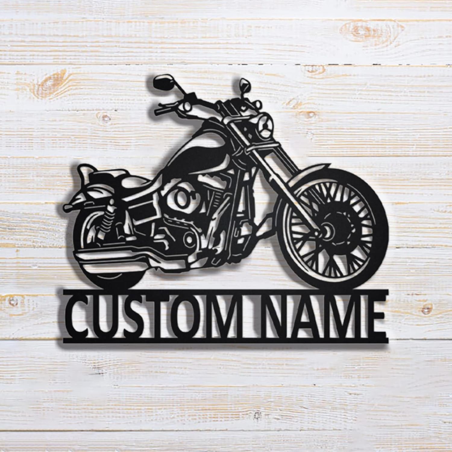 Custom Motorcycle Metal Wall Art, Personalized Biker Name Sign,Motorcycle Metal Housewarming Gifts New Home，Monogram Door Hanger，Personalized Family Logo，Men's Personalized Gifts