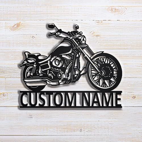 Miniatura 2 de Arte de pared de metal personalizado para motocicleta, letrero personalizado con nombre de motociclista, regalos de inauguración de casa de metal