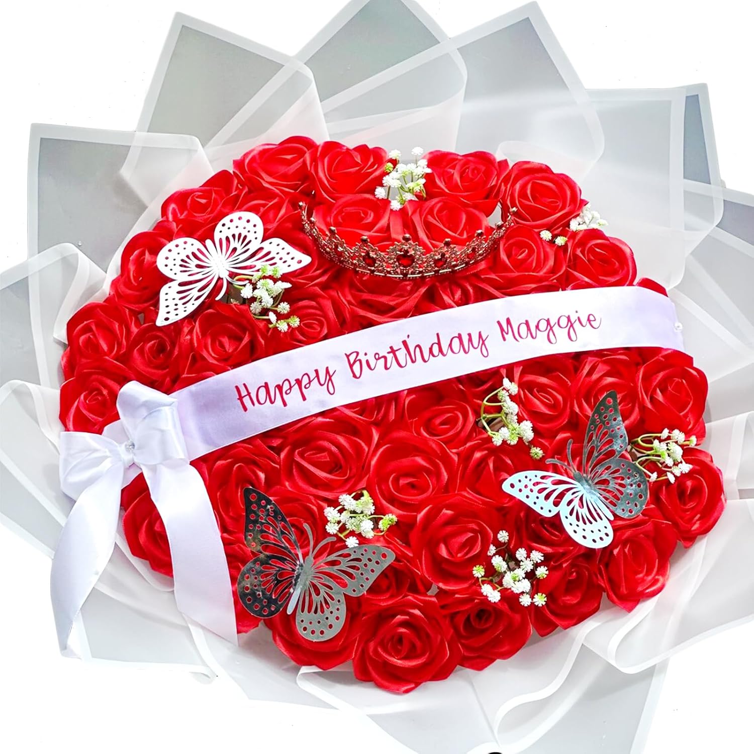 Amazon.com: LogaPresent Forever Blooming DIY Ribbon Roses Custom ...