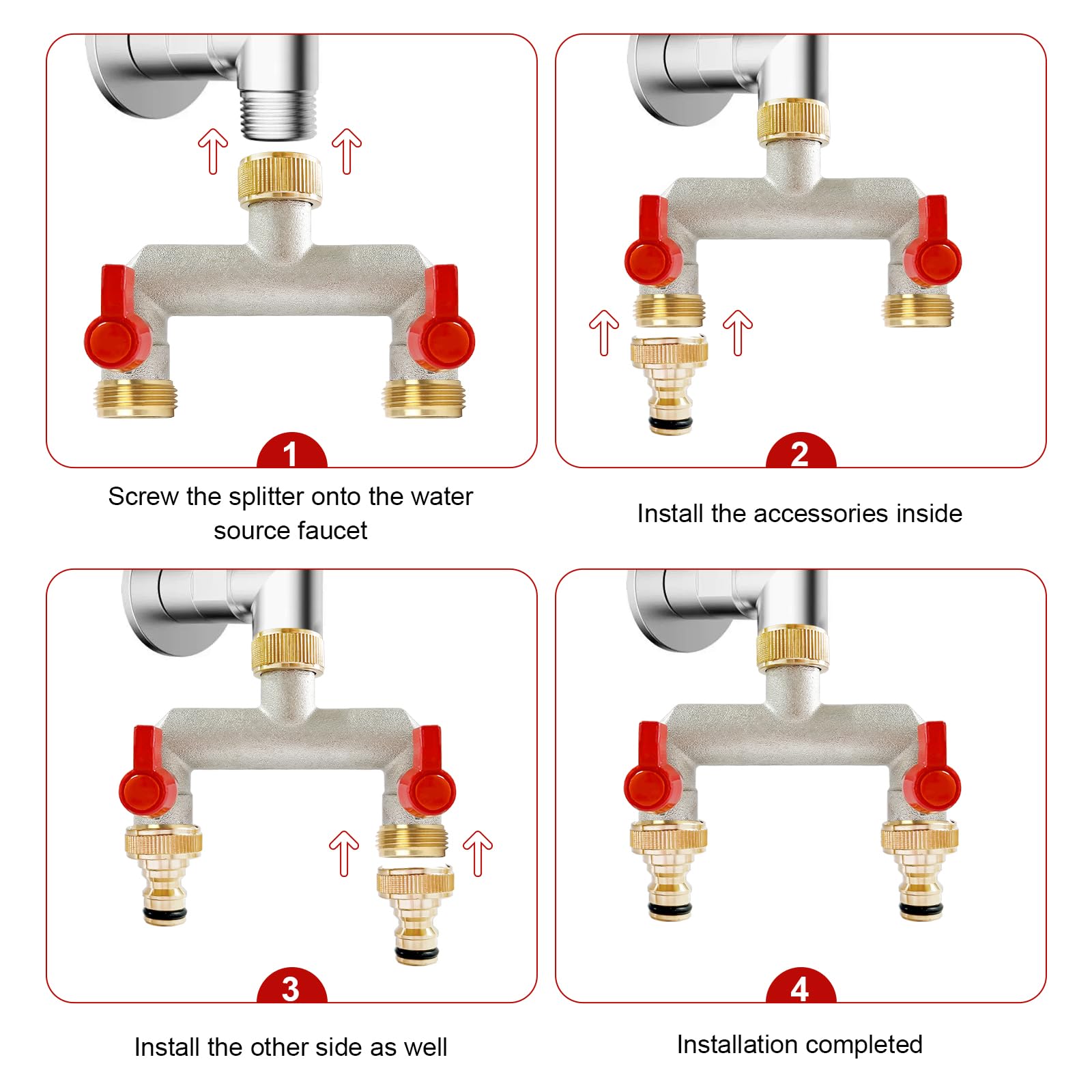 Vie in Ottone Distributore di Collegamento Dell'acqua in Ottone da 3/4 Pollici con Valvola a Sfera per la Regolazione e la Chiusura del Flusso D'acqua (2)