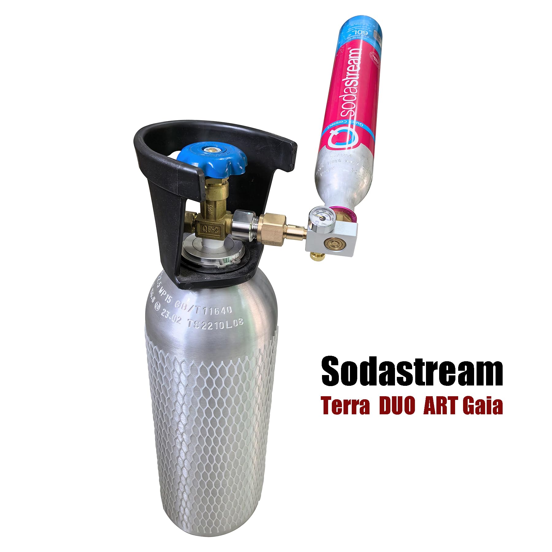 DRYHTEN Estación de llenado de agua de soda, dióxido de carbono, cilindro rosa, con adaptador de recarga para botella de CO2 DUO Terra ART Gaia Quick Connect