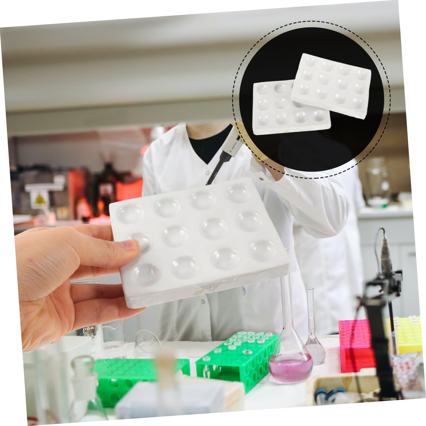 Alipis Plaque de Réaction Facile à Utiliser Lot de 2 Pièces 12 Trous en Céramique Blanche pour Expériences Scientifiques Précises pour Laboratoire de Chimie