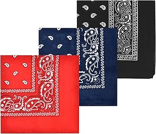 Novelty Paisley Large Bandanas 12 Pack 100% Cotton Cowboy Bandana for Men
