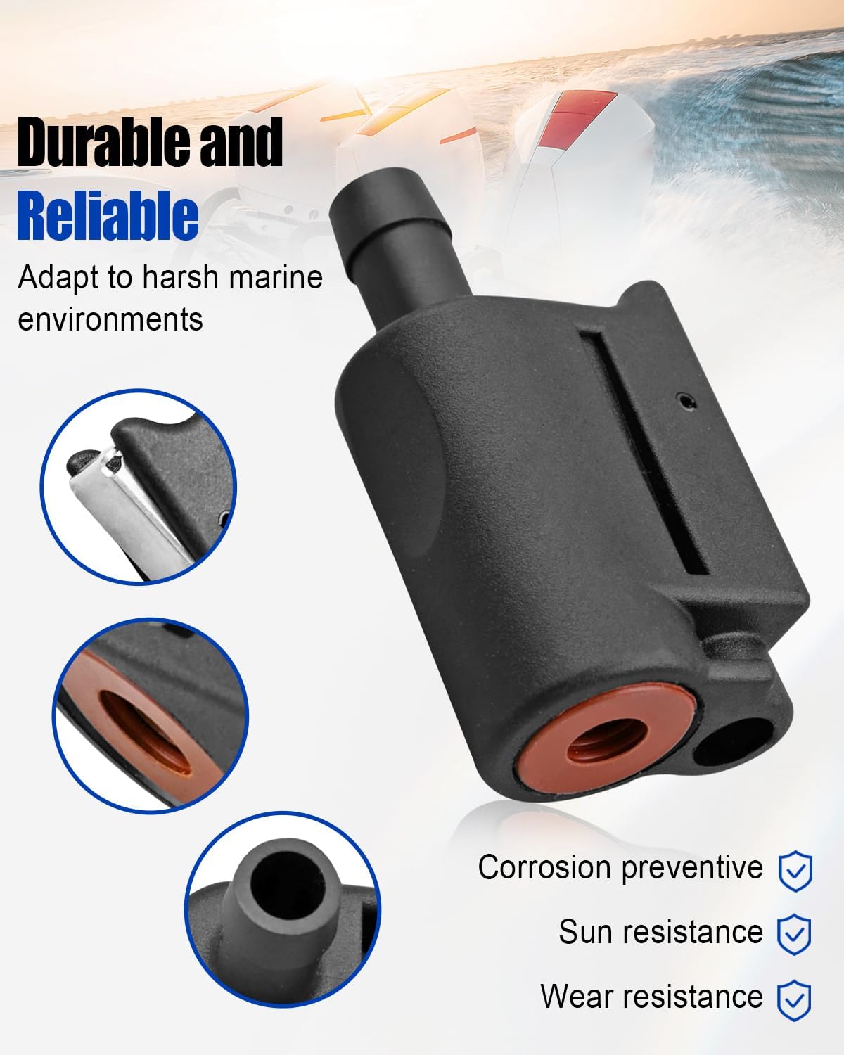 Female Fuel Line Connector Compatible with Mercury Outboard Engine Tank End 5/16 Inch 8mm Fuel Hose Fitting Replace 22-13563Q3 13563Q3 13563A3 13563B3 14850 13563A1 16609M 18-8076 9-38004