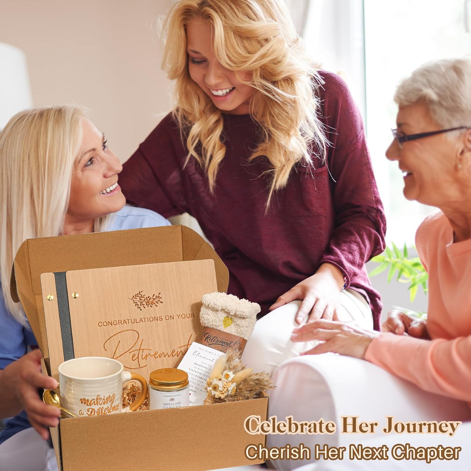 Retirement Gift for Woman 2025, Elegant Retirement Gift Set for Women Coworker Teacher Boss Nurse, Happy Retired Ideas Gifts with Wooden Journal, Ceramic Mug, Thoughtful Farewell Gifts for Mom Grandma - Image 7