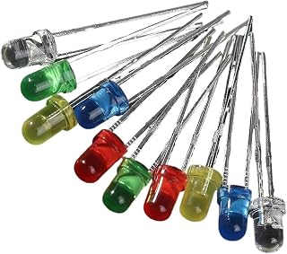QZROPXOH Lote de 50 Unidades de diodos LED F3 superbrillantes de 3 mm, Color Rojo, Amarillo, Azul, Verde y Blanco.