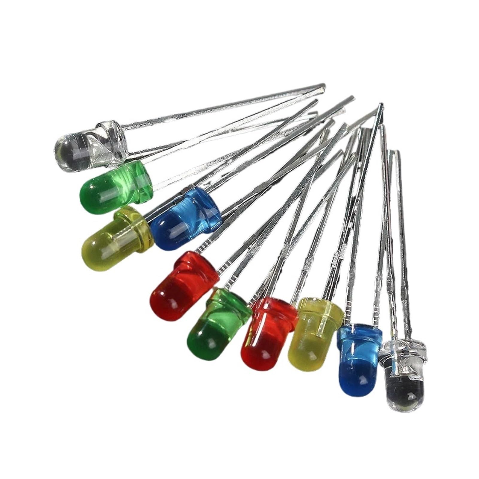 Diodos LED F3 de 3 mm superbrillantes en lote de 50 unidades de cinco colores surtidos