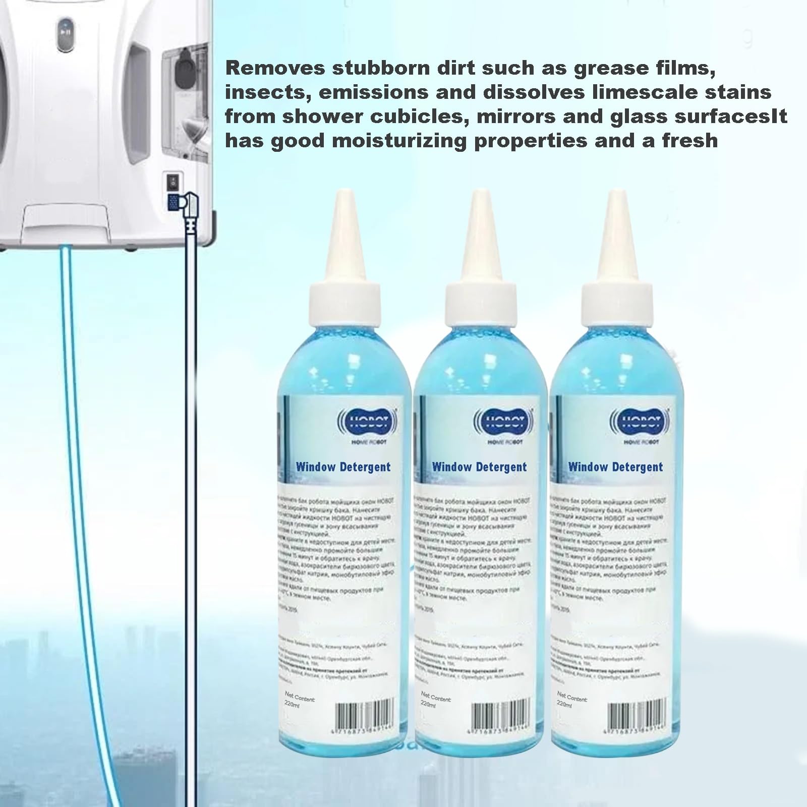3x 220ml Detergente for finestre robot for pulizia finestre compatibile con HOBOT S7 Pro/S6 Pro/2S/298/388