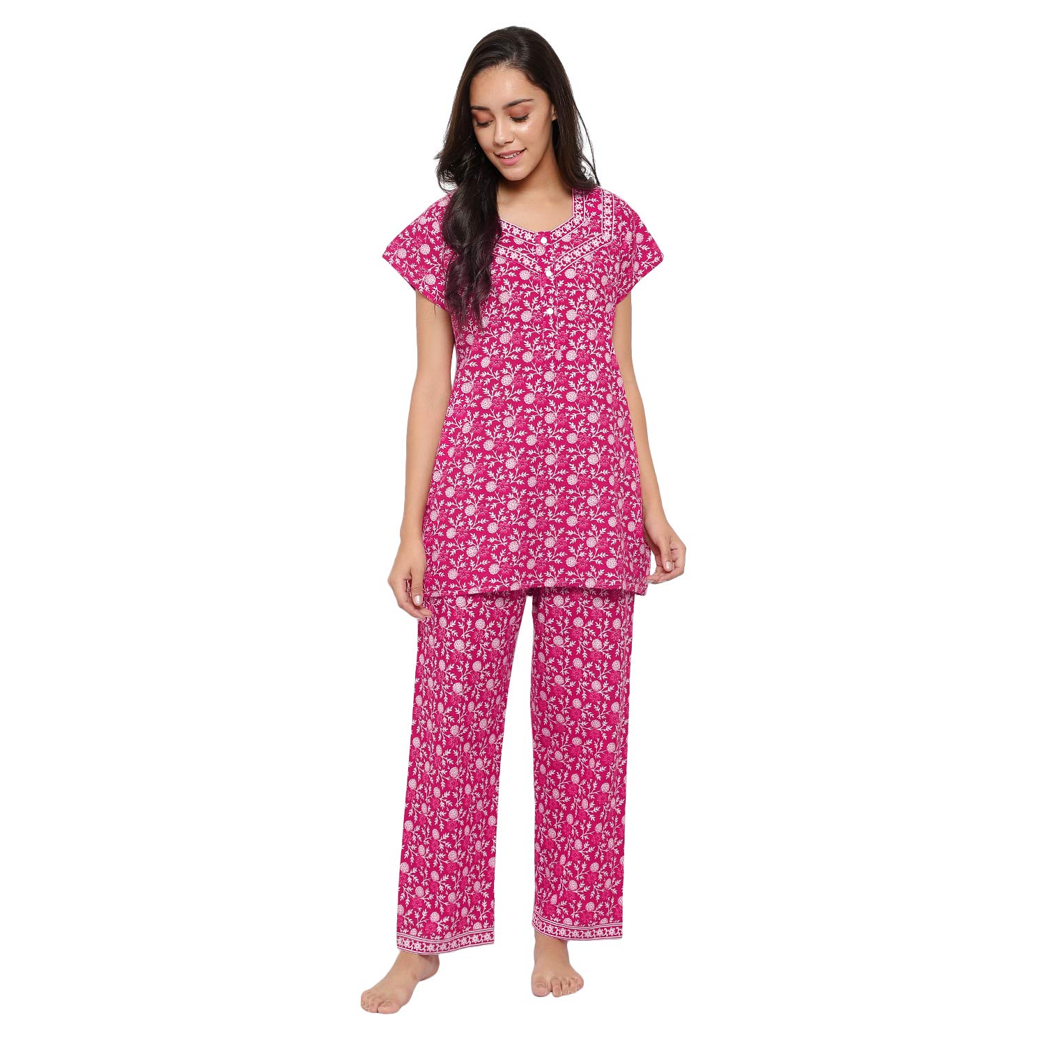 cierge Women's Cotton Fabric Printed Night Suit Set (Free Size)-picture-29
