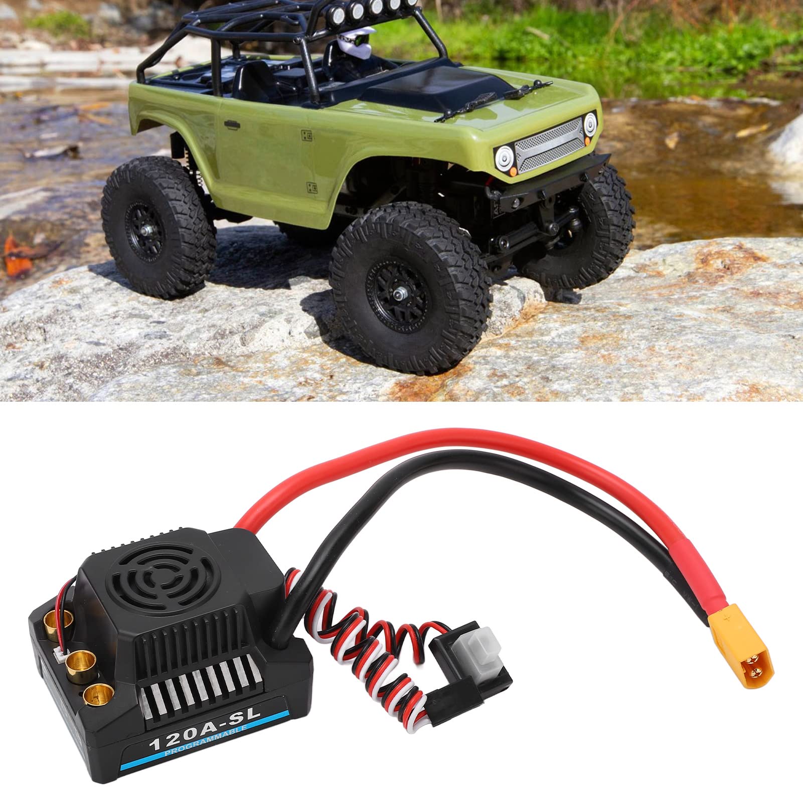 Bezszczotkowy ESC do samochodu 1/8 RC z 5,8 V / 5 A BEC, 120 A ciągły szczyt 600 A, wtyczka XT60, kompatybilny z kieszonkową kartą programowania, kontroler prędkości RC