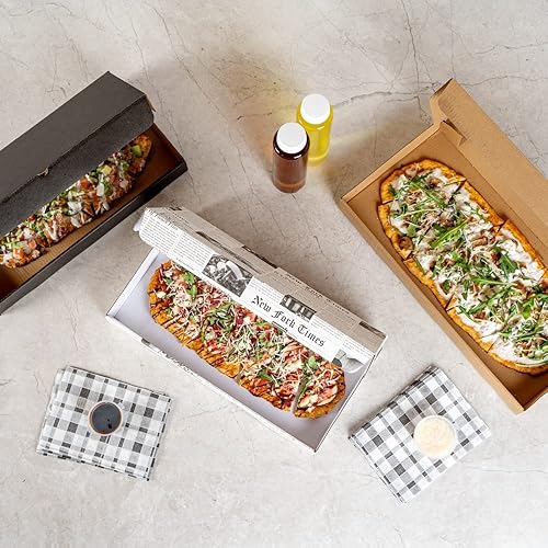Miniatura 10 de Restaurantware Eco Pie - Cajas de pan plano de 16 x 7 x 1.5 pulgadas, 50 cajas resistentes de pizza corrugada, diseño de flauta electrónica con