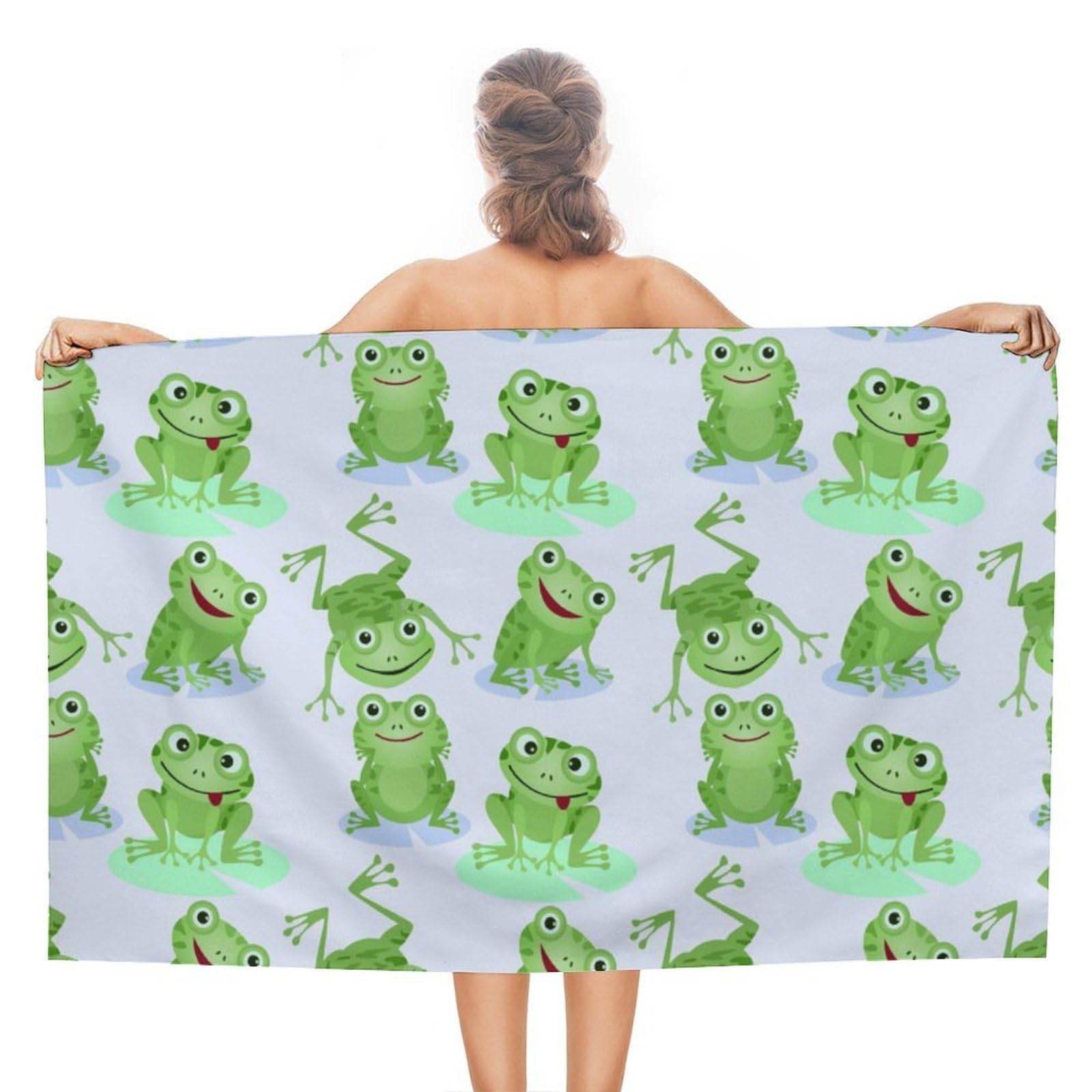 LEDFCVSU Beach Towel, Frogs Pattern Bath Towel, Absorbent Towel for Swimming, Sports, Travel