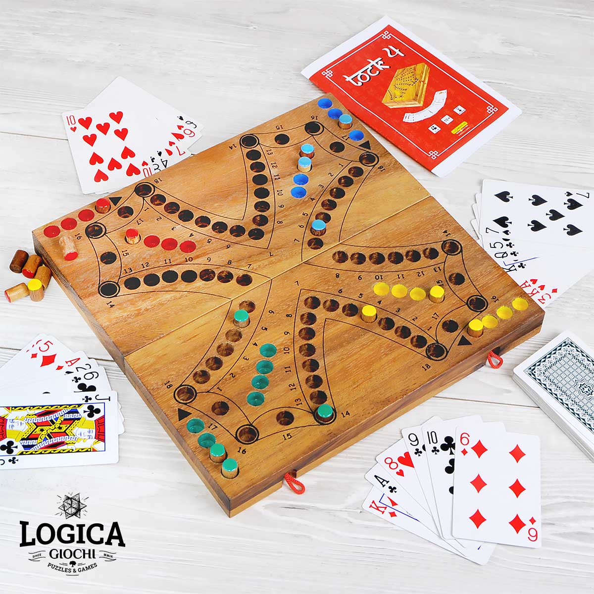 Logica Juegos Art. TOC 4 - Juego de Mesa de Madera - Juego de Estrategia para 2/4 Jugadores - Juego para Familias