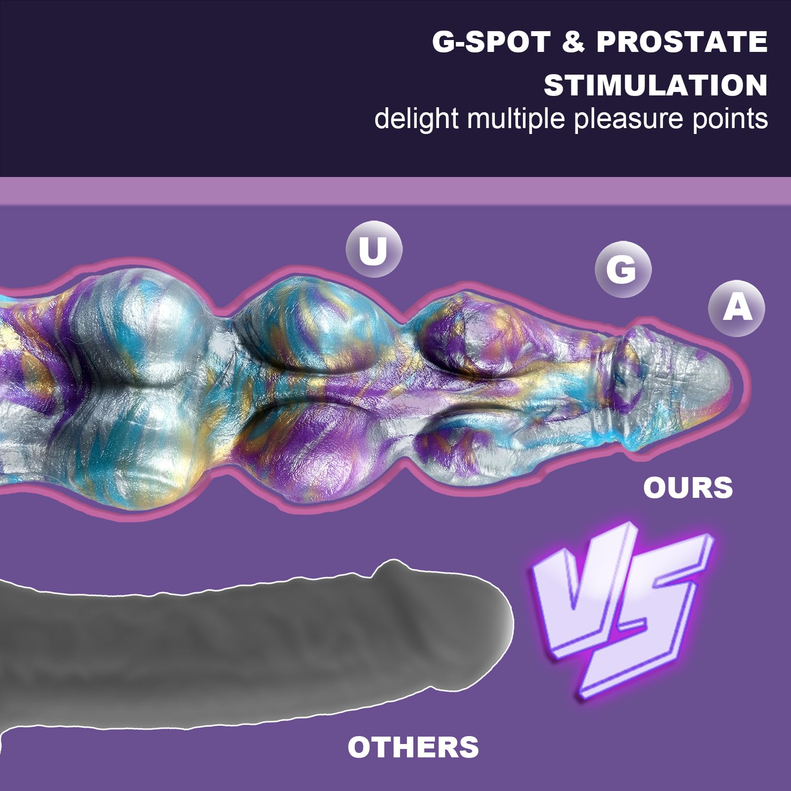 G-Spot Dildo with Suction Cup,  Monster AnalDildo with 3 Knots for Training, Soft Silicone Prostate Massager, Anal Stretcher Fantasy Toy for Men and Women: 9.8in